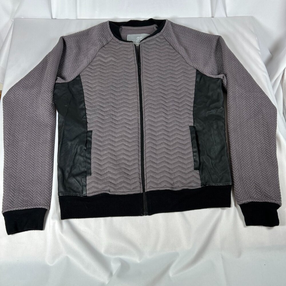 Tart Collection Women’s Small Gray Black Quilted Faux Leather Soft Full Zip Warm